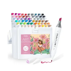 Ohuhu Kaala Σετ 60 Χρωμάτων Αλκοόλης, με δύο μύτες- Slim Chisel & Mini Brush