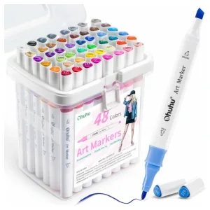 OHUHU Oahu Σετ Μαρκαδόρων Αλκοόλης 48 χρωμάτων Fine & Chisel