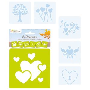 Στένσιλ σετ 6 σχεδια καρδιες
